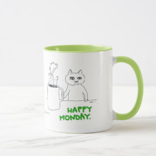 Måndag katttecknad mugg
