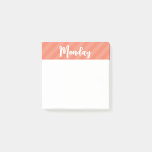 Måndag - koral - Dagar i veckan - Bokför antecknin Post-it Block
