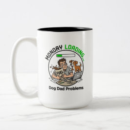 Måndag Laddning Hund Pappa Kaffe Humor Rolig Konto Två-Tonad Mugg