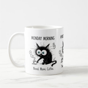 Måndag morgon behöver mer kaffe Rolig kattmugg Kaffemugg