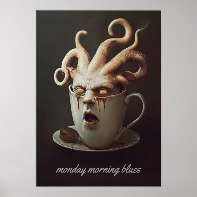 Måndag morgon blues koffeinnivå varning 2 poster (Framsidan)