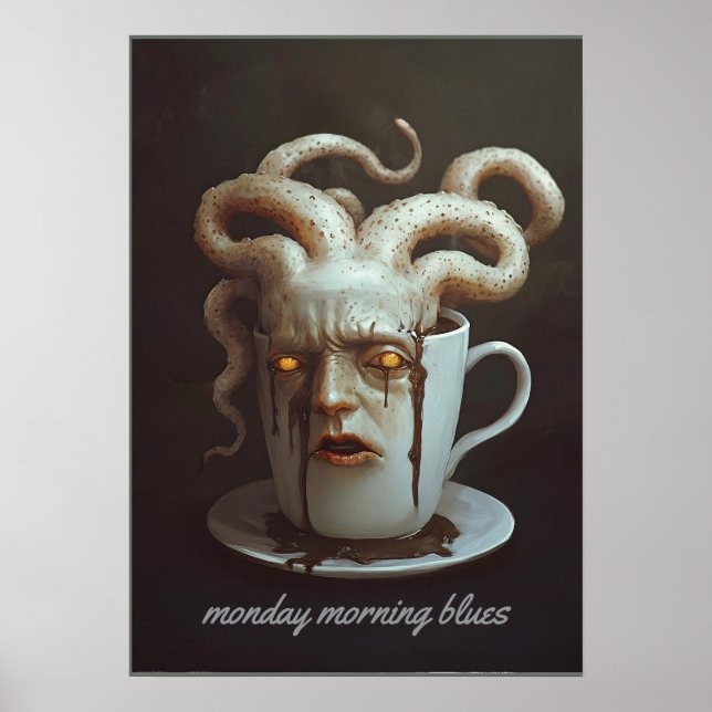 Måndag morgon blues koffeinnivå varning 4 poster (Framsidan)