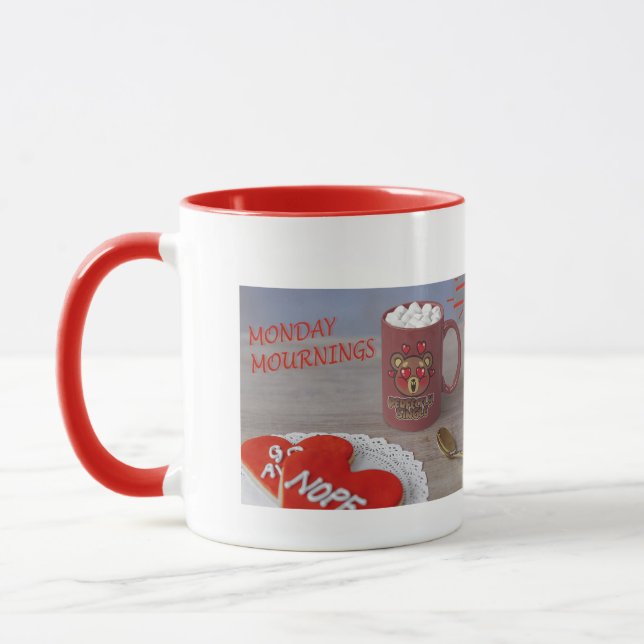 Måndag morgon förmiddag kaffe av valentineser med  mugg (Vänster)