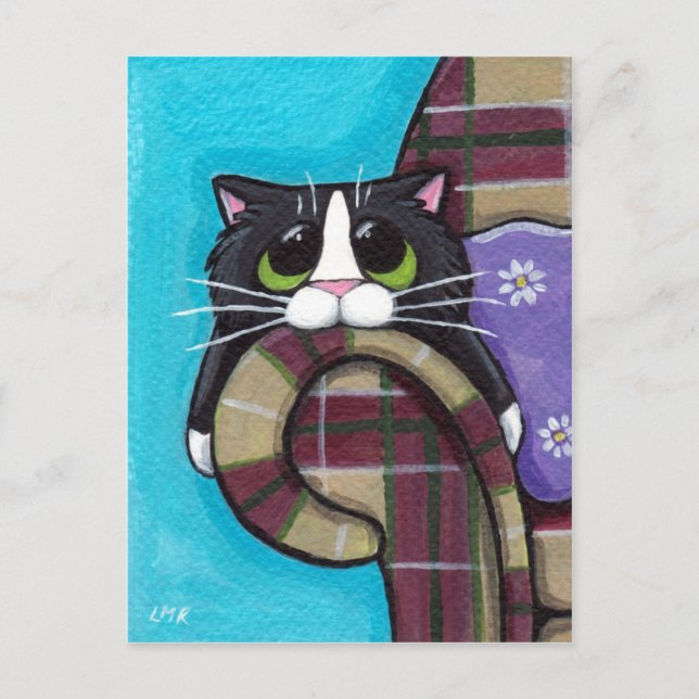 Måndag morgondeppighet - kattvykort vykort (Framsida)