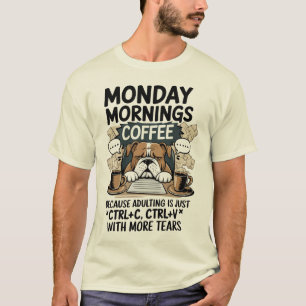 Måndag Mornings Bulldog Kaffe – Att vara vuxen Mem T Shirt