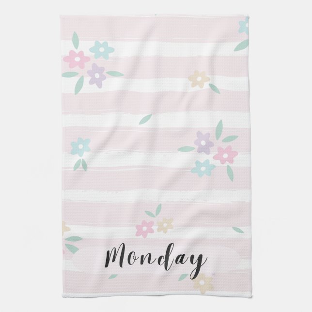 Måndag Pastell Blommig Kökshandduk (Vertikal)