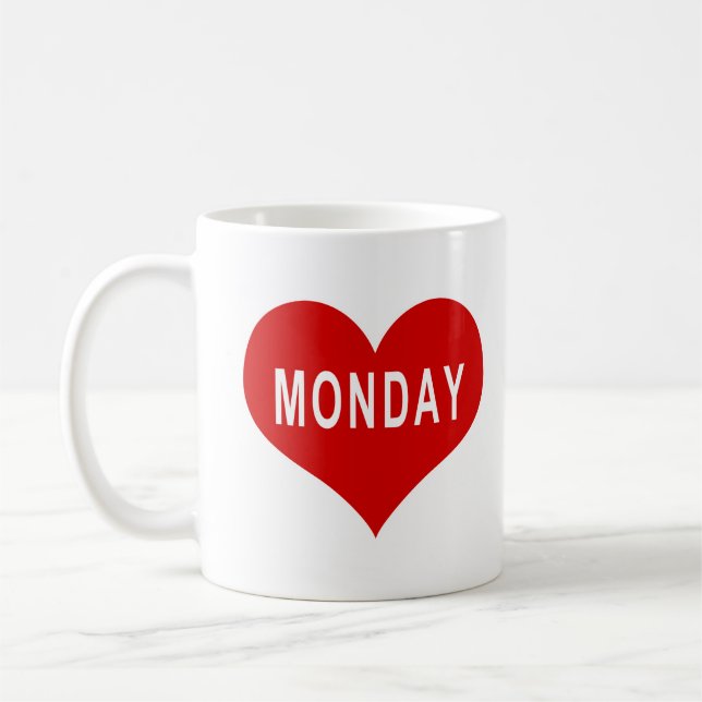 MÅNDAG Rött Kärlekshjärta Kaffemugg (Vänster)