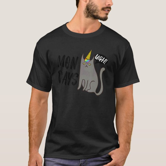 Måndagar Äckligt Katt T Shirt (Framsida)