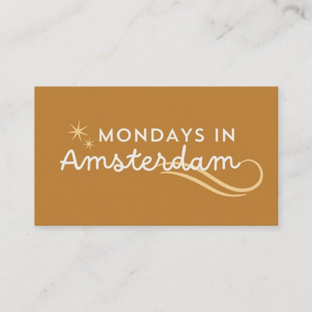 Måndagar i Amsterdam Visitkort (Framsida)