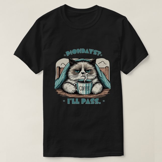 Måndagar? Jag går. - Grumpy Cat Art T Shirt (Design framsida)