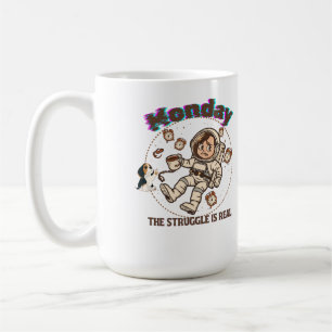 Måndags Rymdstrid Astronaut Kaffe & Valp Kaffemugg