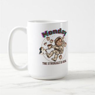 Måndags Rymdstrid Astronaut Kaffe & Valp Kaffemugg
