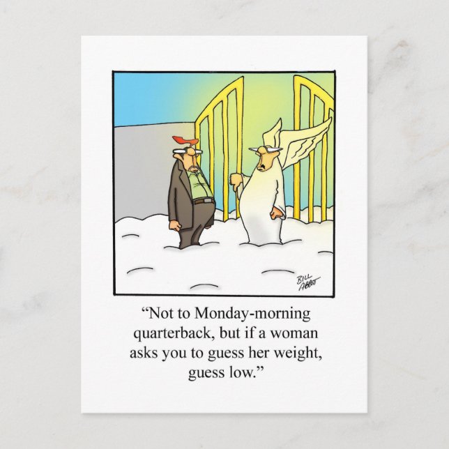 Måndagskorgen Quarterback Humor vykort (Framsida)