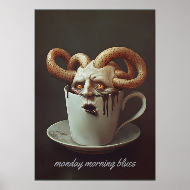 Måndagsmorgon bläddrar koffeinnivå varning 3 poster (Framsidan)