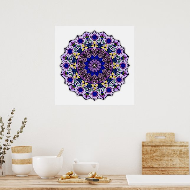 Mandala 12-2 Blåbär - Affisch (Kök)