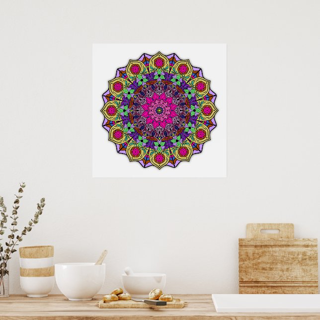Mandala 12-2 PinkFlower - Poster (Kök)