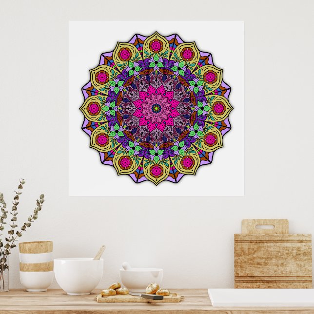 Mandala 12-2 PinkFlower - Poster (Kök)