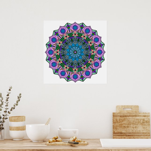 Mandala 12-2 TealRose - Affisch (Kök)