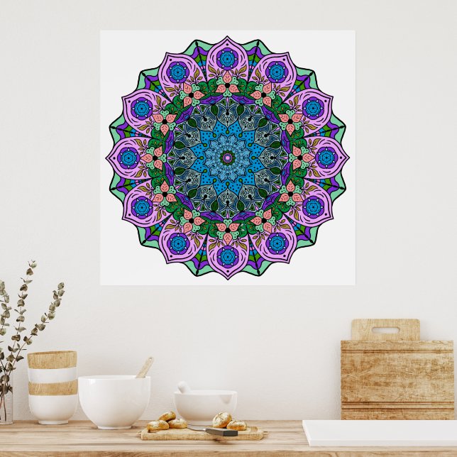 Mandala 12-2 TealRose - Poster (Kök)