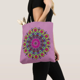 Mandala 12 Rosa Flower Mustard on Mauve - Tygkasse