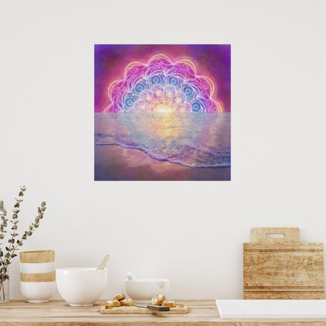 Mandala 12 Sol i Oceanens rosa - Poster (Kök)