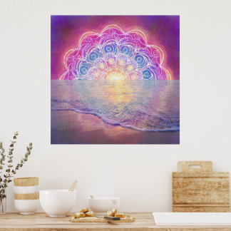 Mandala 12 Sol i Oceanens rosa - Poster