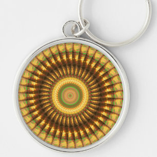 Mandala 2 Keychain Rund Silverfärgad Nyckelring