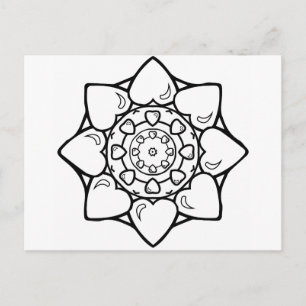 Mandala 36 hjärtan vykort