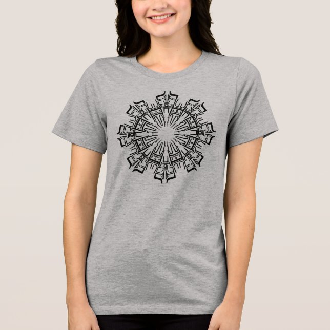 Mandala 3 Black Design Womens Shirt T (Framsida)