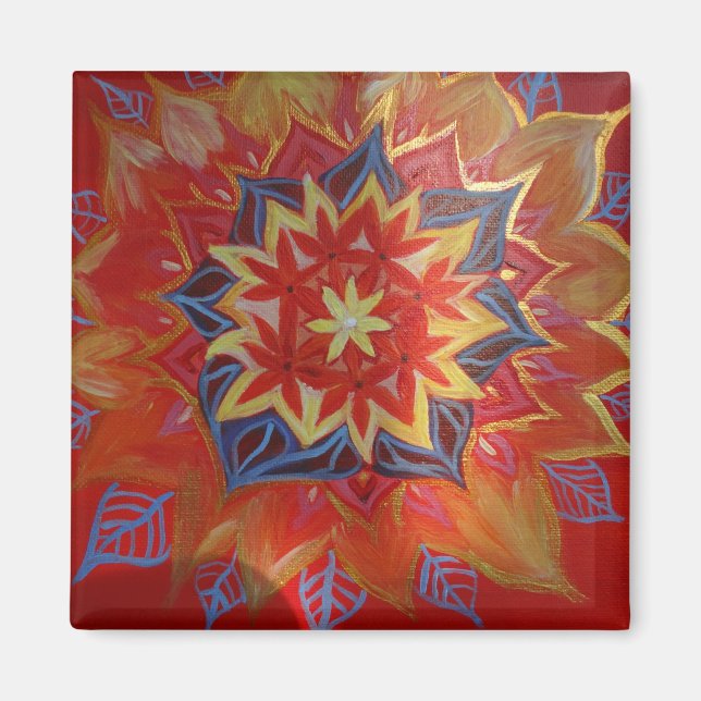 Mandala 5,1 cm kvadratmaskor magnet (Framsidan)