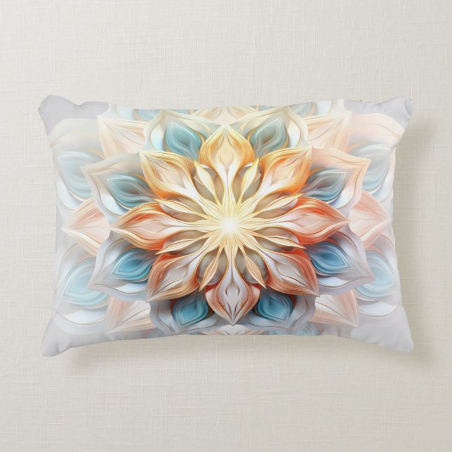 Mandala Abstrakt 3D Design in Warm Färg Prydnadskudde (Framsidan)