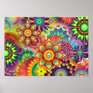 Mandala Abstrakt Andlig Psychedelic Trippy Poster