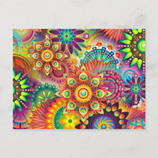 Mandala Abstrakt Andlig Psychedelic Trippy Vykort