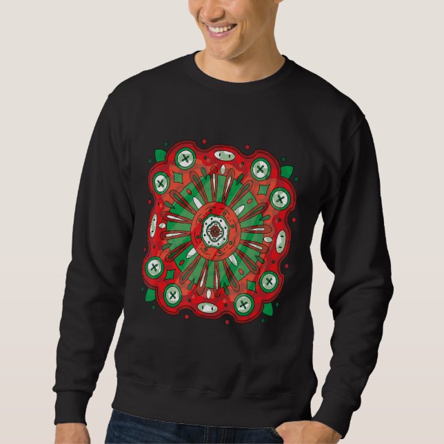Mandala Abstrakt Imaginary Cymbols Lång Ärmad Tröja (Framsida)