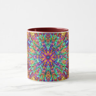 Mandala Abstrakt Stänk Fractal Retro Hippie Mugg