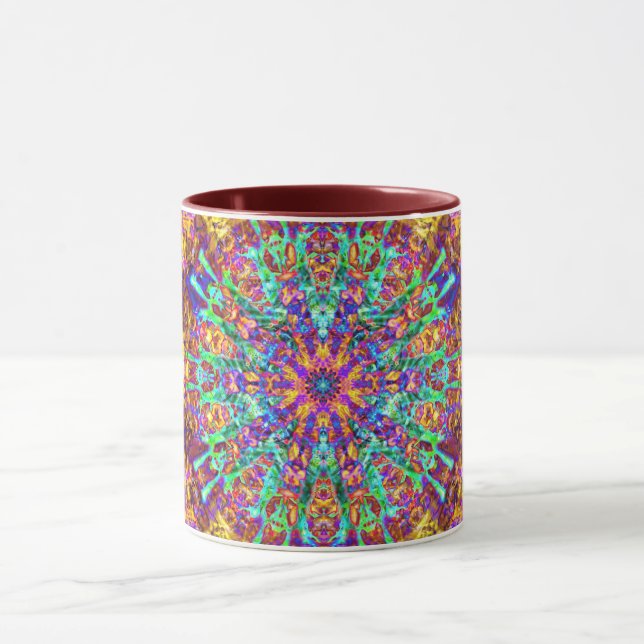 Mandala Abstrakt Stänk Fractal Retro Hippie Mugg (Center)