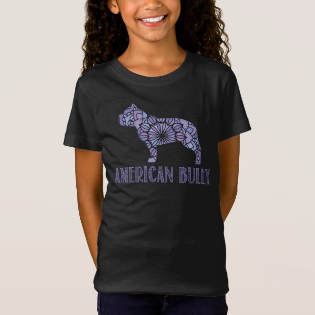Mandala American Bully T-Shirt Girls (Framsida)
