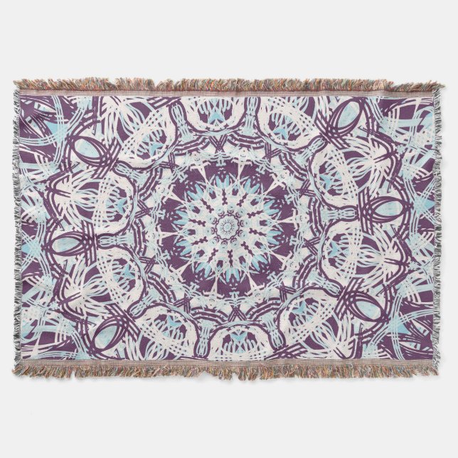 Mandala Andlig Kalejdoskop Blå Lila Vit.  Filt (Framsidan)