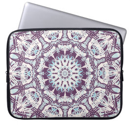 Mandala andlig kalejdoskop blå lila vit laptop fodral