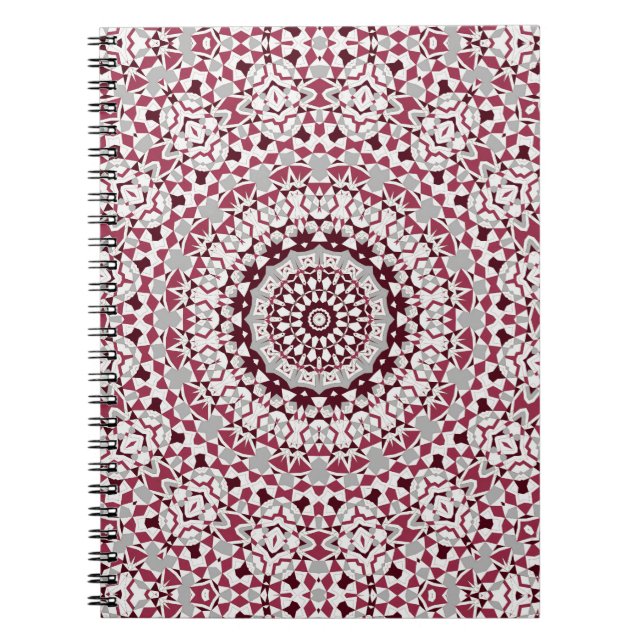 Mandala är burgundy-grått anteckningsbok (Framsidan)