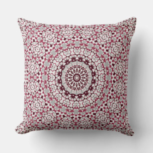 Mandala är burgundy-grått kudde