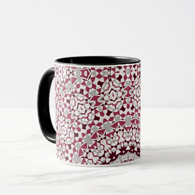 Mandala är burgundy-grått mugg (Framsida vänster)
