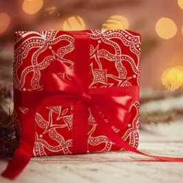 Mandala Art Boho Chic Elegant Vit röd jul Presentpapper