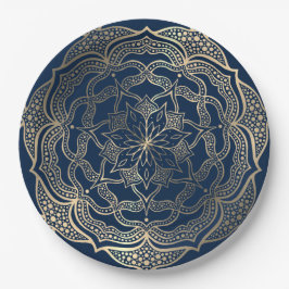 Mandala Art Boho Elegant Guld marinblå jul