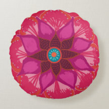 Mandala Art Brushed Polyester Round Cushion