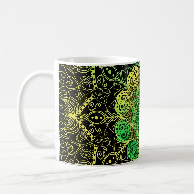 Mandala Art: Information om Gröntens Gult. Kaffemugg (Vänster)