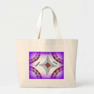 Mandala Art Skriv ut "Gratitude Peace Kärlek Unite Jumbo Tygkasse