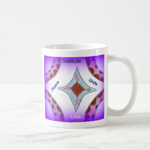 Mandala Art Skriv ut "Gratitude Peace Kärlek Unite Kaffemugg