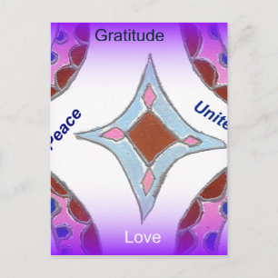Mandala Art Skriv ut "Gratitude Peace Kärlek Unite Vykort