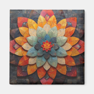 Mandala Art Texturerad blomma Magnet